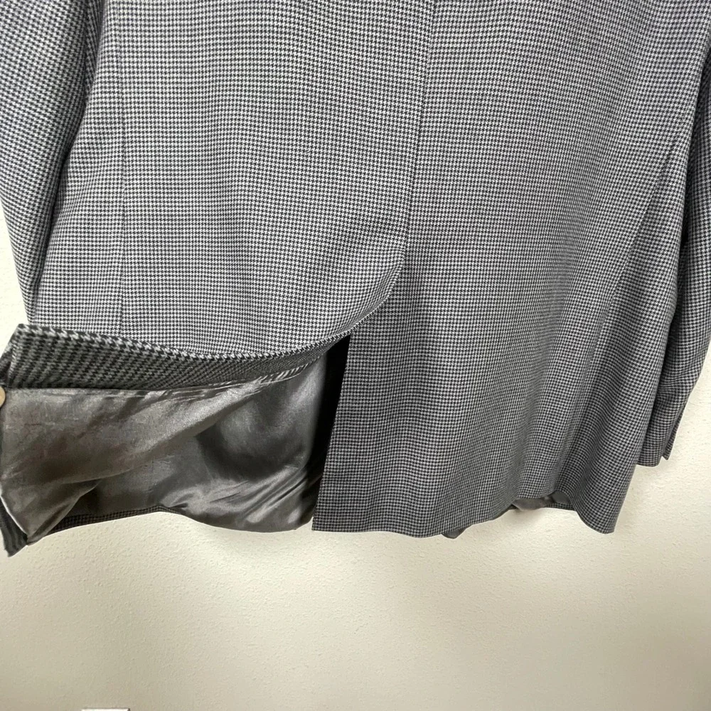 Nautica Blazer Mens 48L Gray Preppy Dark Academia Wool Houndstooth Sport Coat
